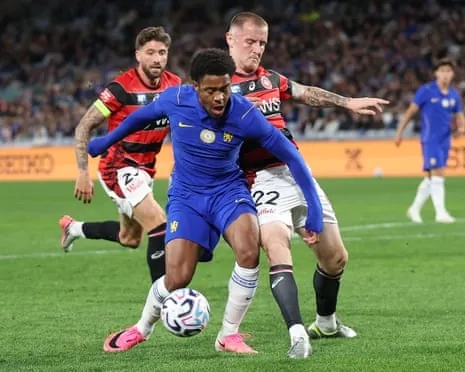 Ryan Kavuma McQueen on the ball for Chelsea in their pre-season friendly against Western Sydney Wanderers last month