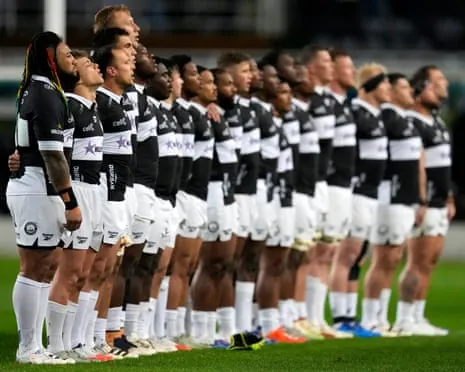 The Sharks' Ma'a Nonu lines up with his teammates